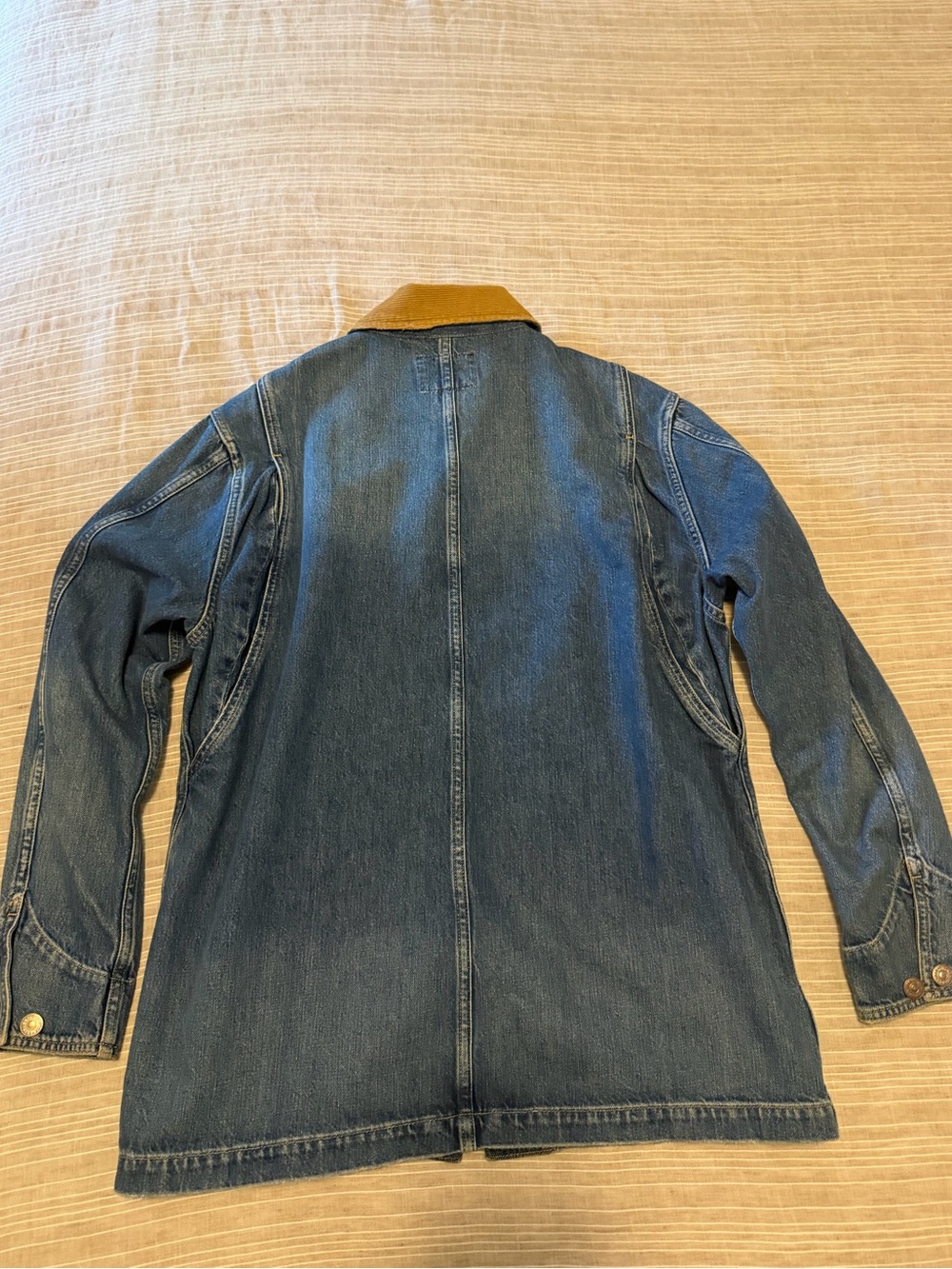 Polo x Ralph Lauren Blue Denim Field Jacket with Tan Corduroy Collar - Picture 4 of 4